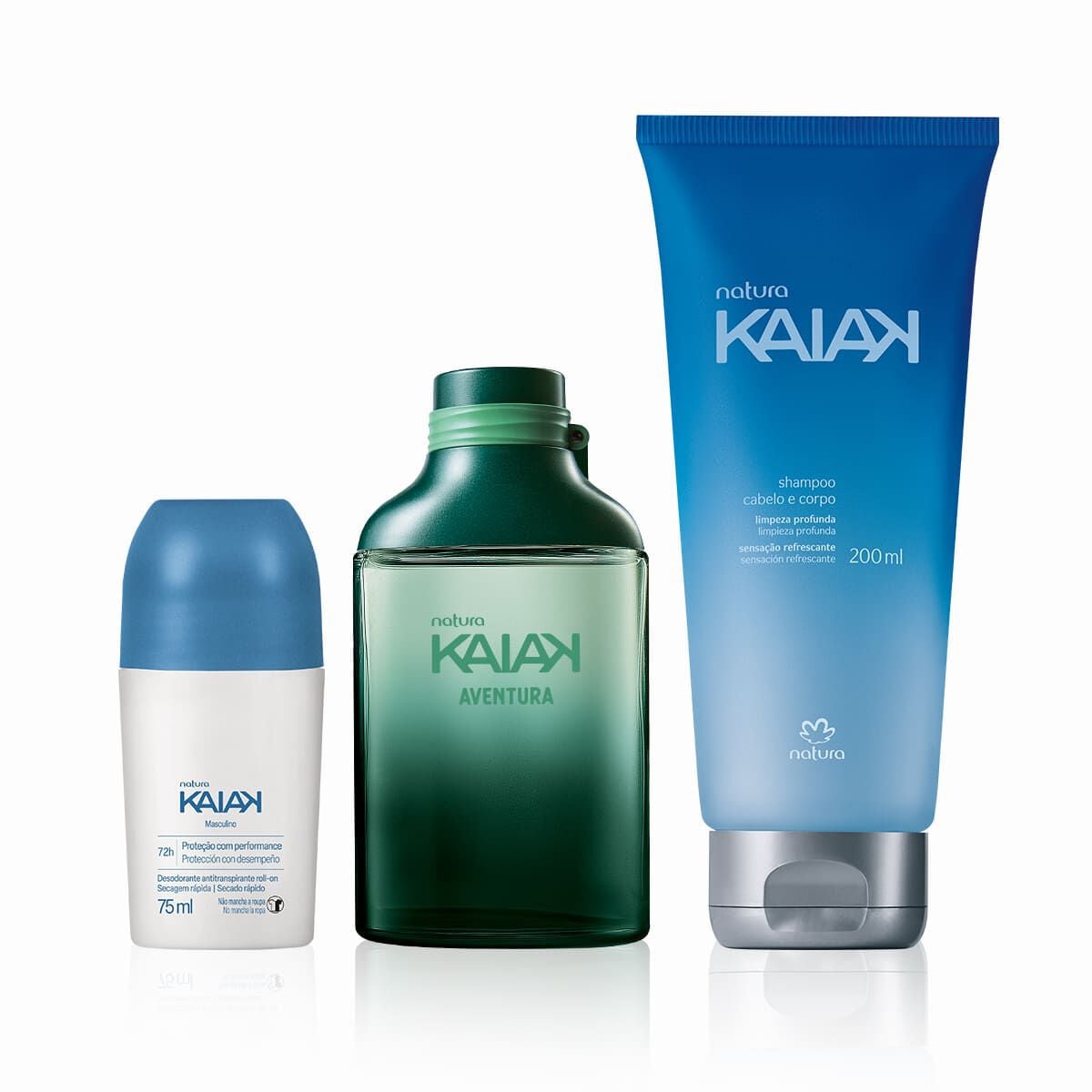 Kit Kaiak Aventura Masculino, Desodorante Roll-on e Shampoo (3 produtos)