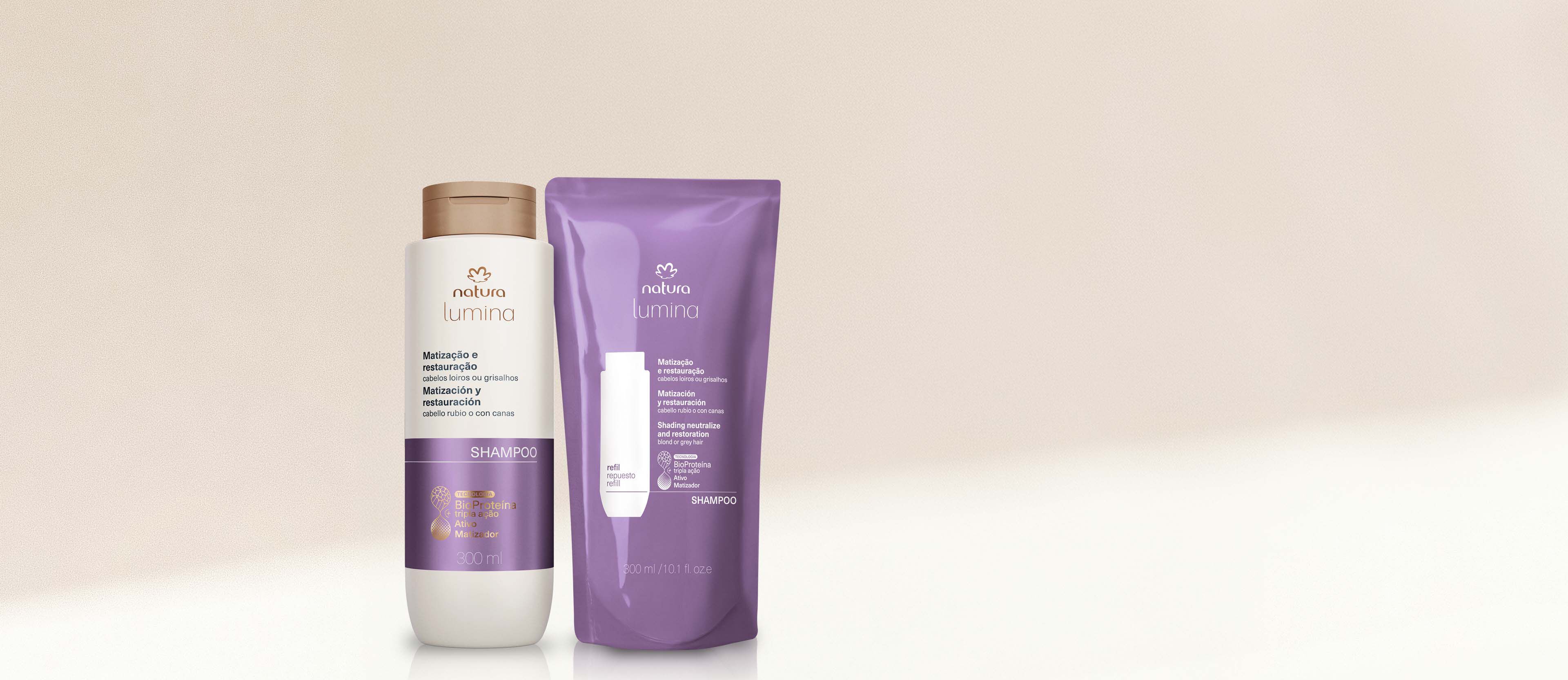 Kit Lumina Matização e Restauração Shampoo e refil