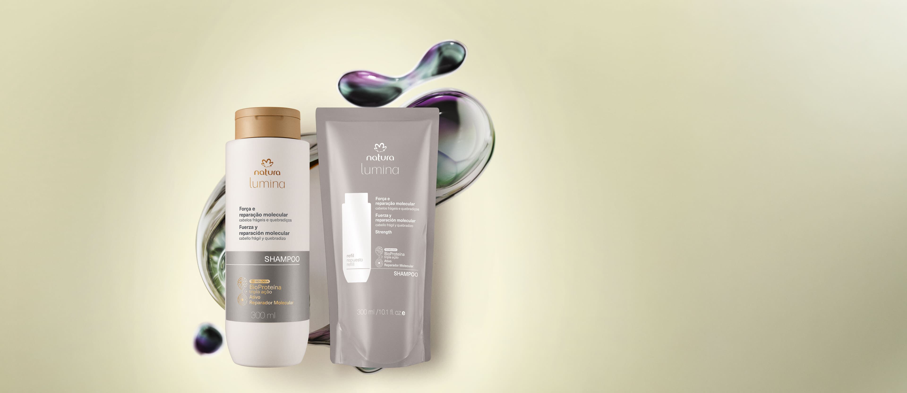 Kit Shampoo Lumina Força e Reparação Molecular com Refil