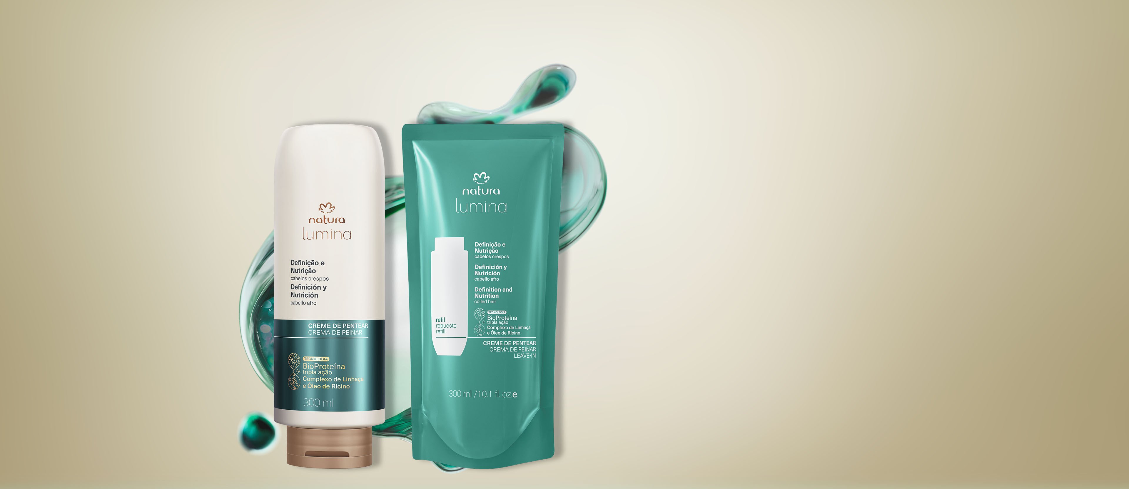 Kit Creme de Pentear Ativador para Definição e Nutrição de Cabelos Crespos com Refil