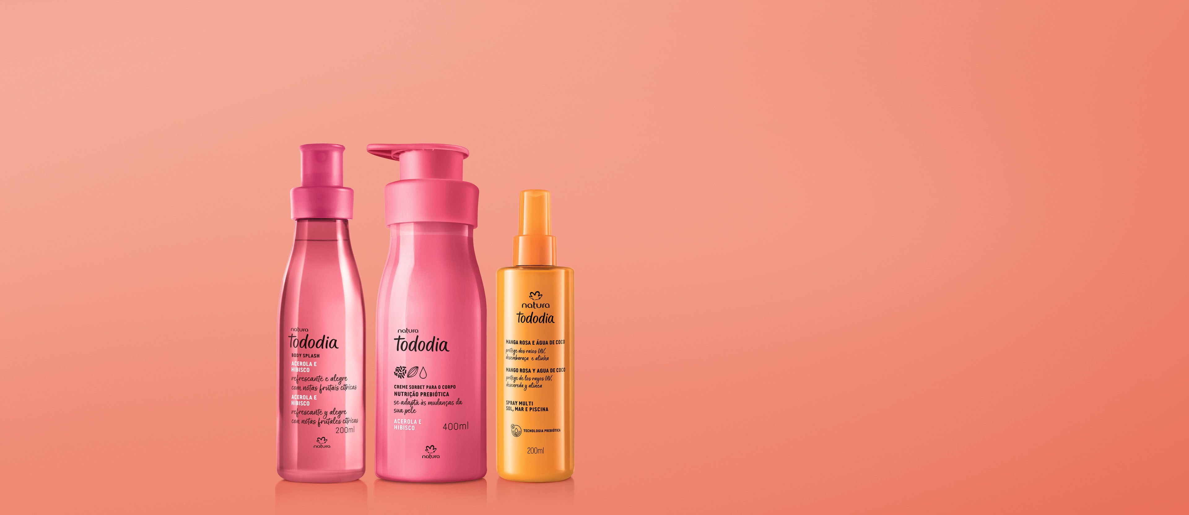 Kit Verão Tododia Acerola e Hibisco Creme Corporal, Body Splash e Spray Capilar