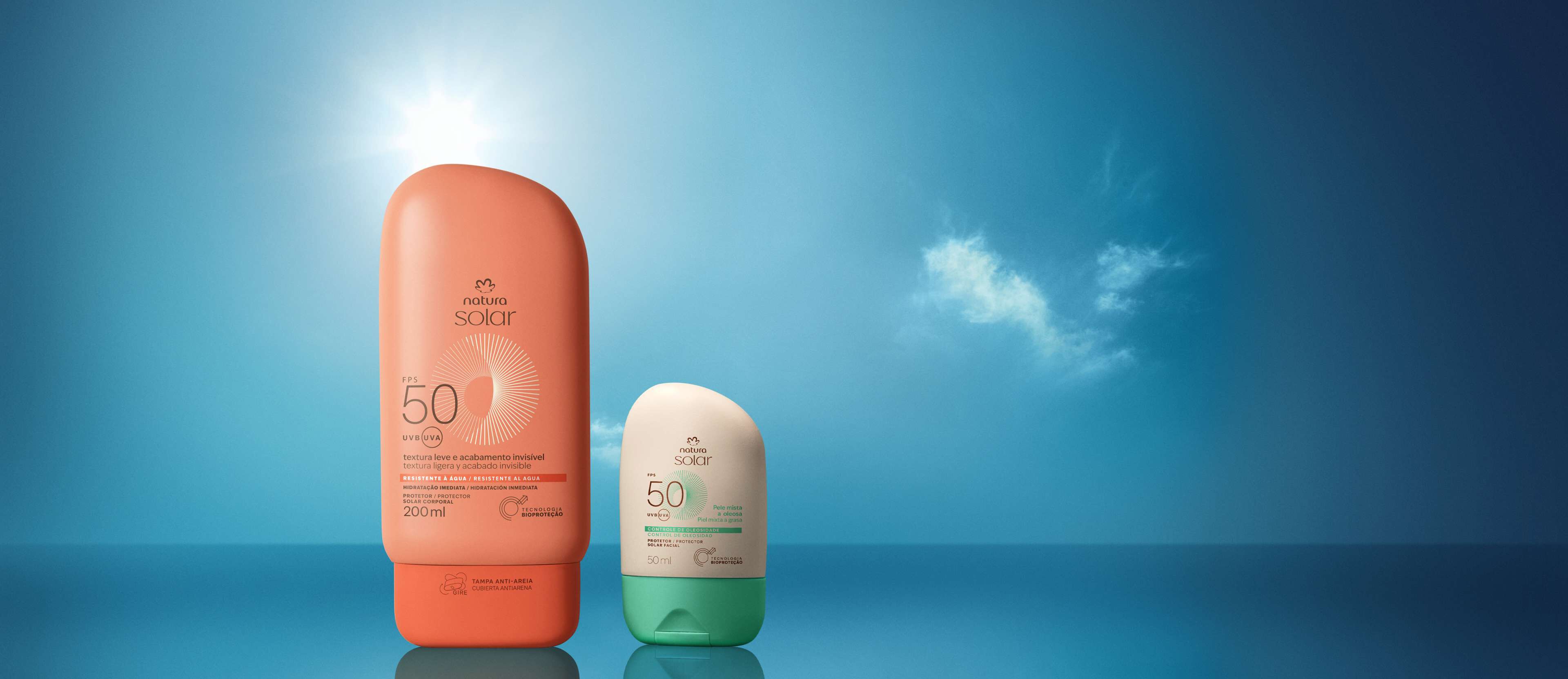 Kit Protetor Solar Facial Pele Mista a Oleosa e Protetor Solar Corporal FPS 50 Natura Solar