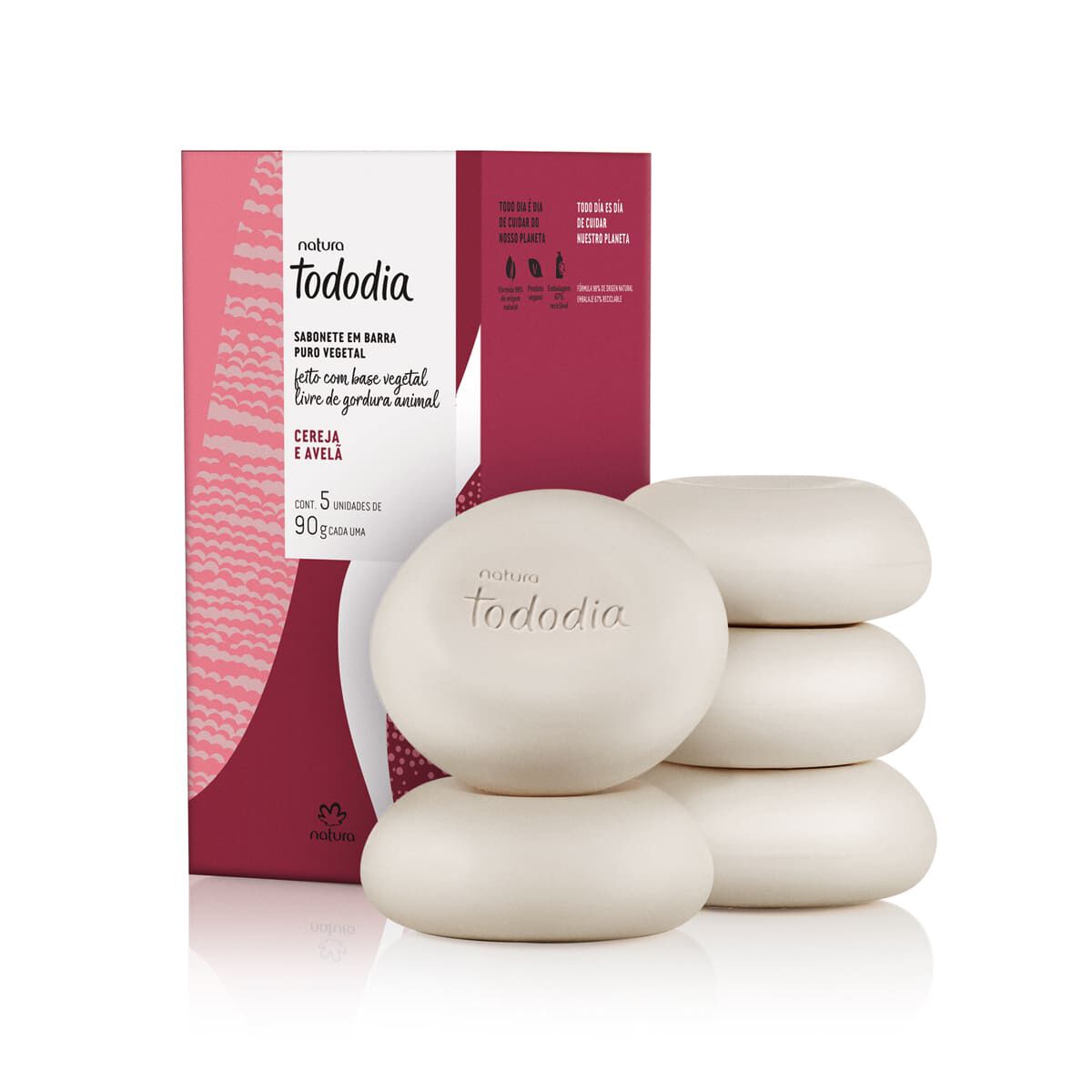 Sabonete em Barra Puro Vegetal Tododia Cereja e Avelã 5 un de 90 g Sabonete em Barra Puro Vegetal Tododia Cereja e Avelã 5 un de 90 g