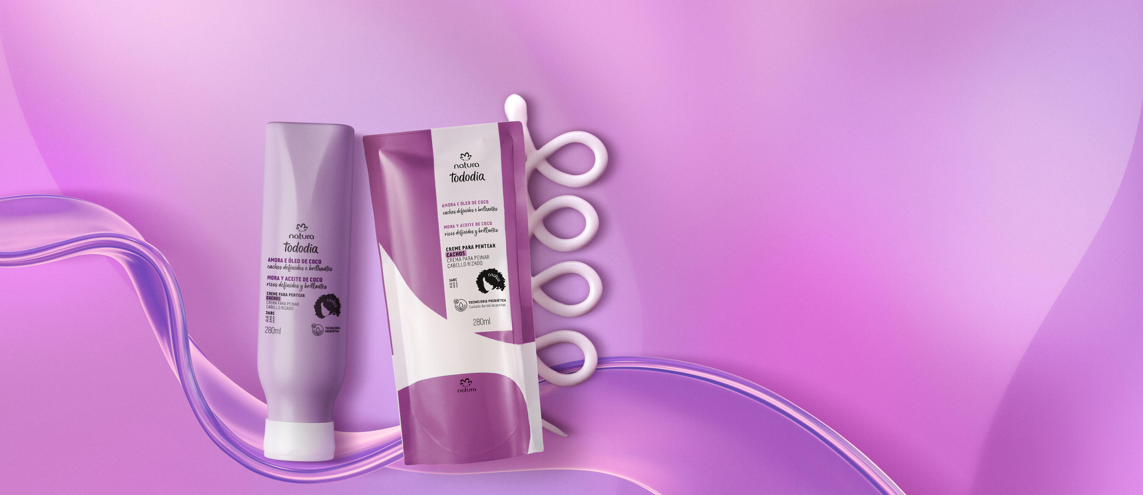 Kit Creme para Pentear Cachos Tododia Amora e Óleo de Coco com Refil (2 produtos)