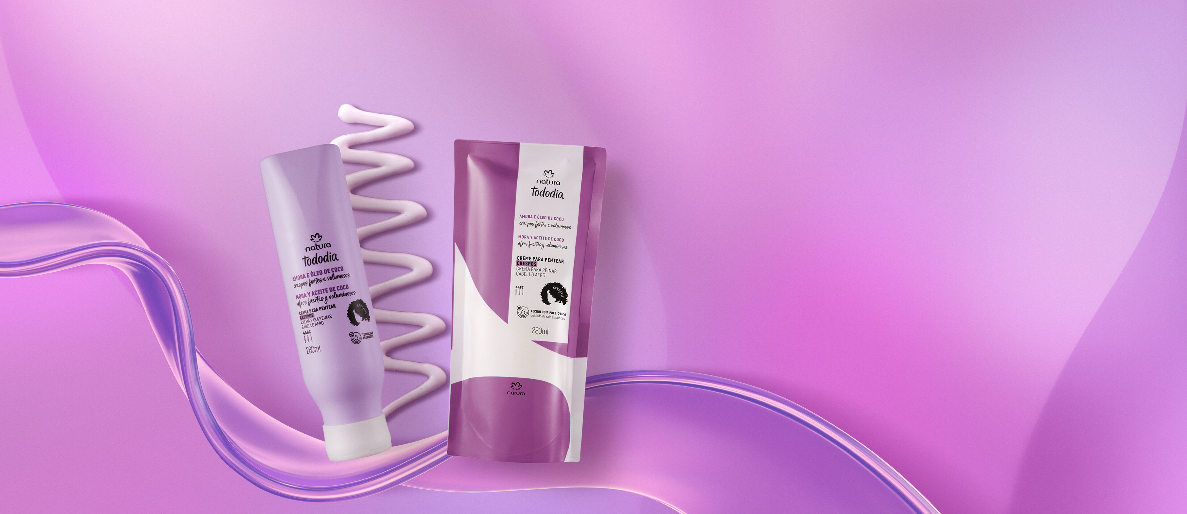 Kit Creme para Pentear Crespos Tododia Amora e Óleo de Coco com Refil (2 produtos)