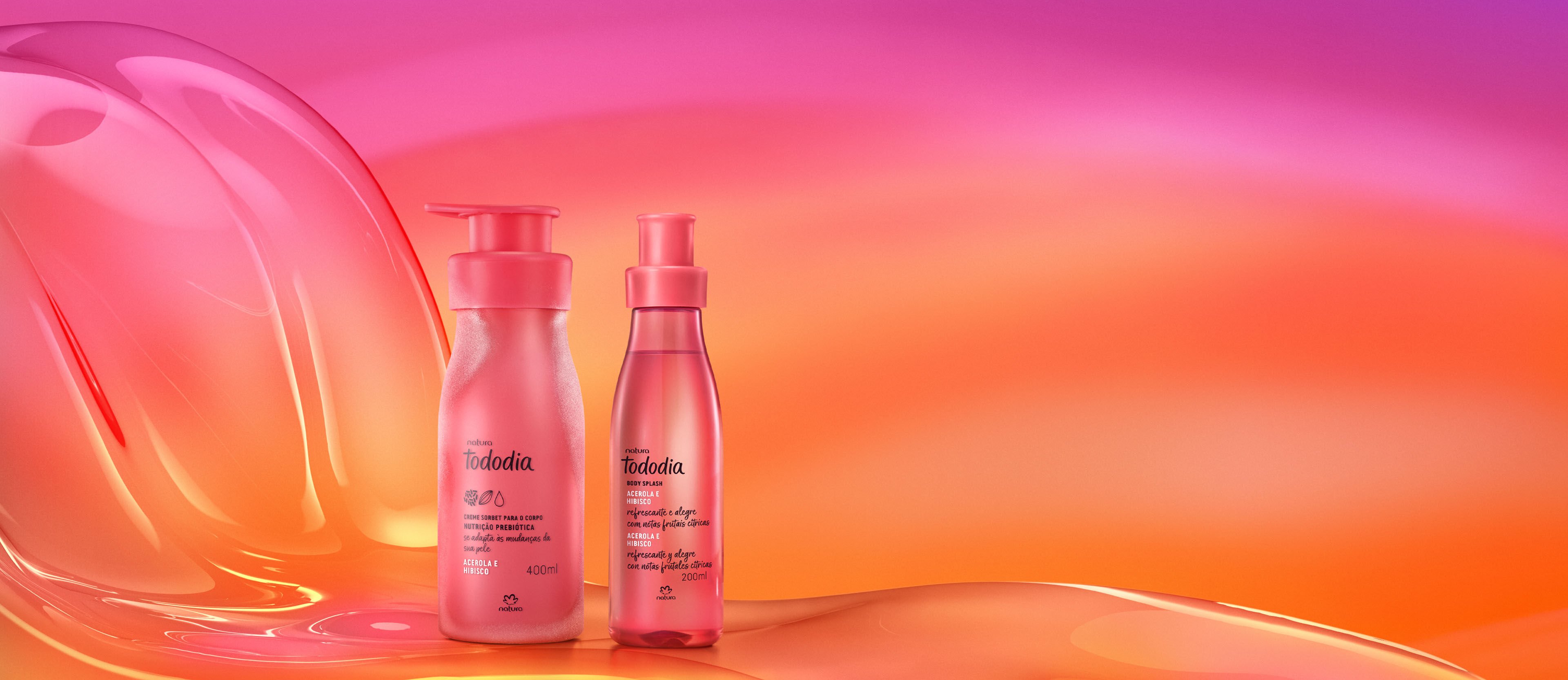 Kit Body Splash e Creme Sorbet Nutritivo Tododia Acerola e Hibisco