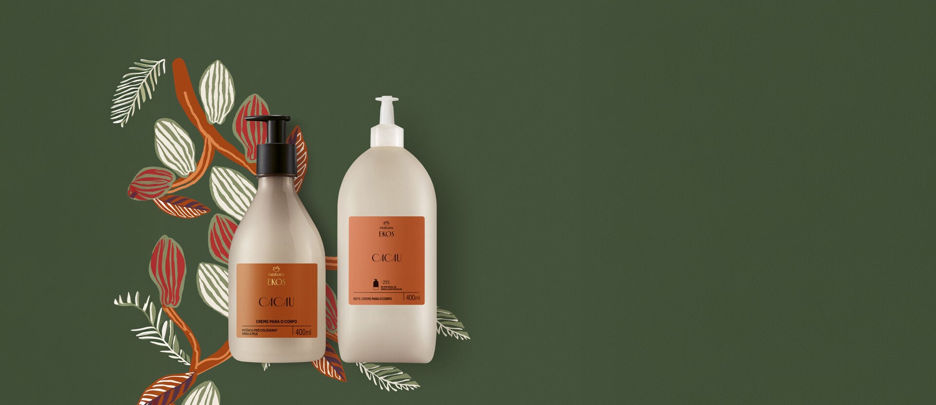 Combo Creme Desodorante Hidratante para o Corpo Ekos Cacau + Refil (2 produtos)