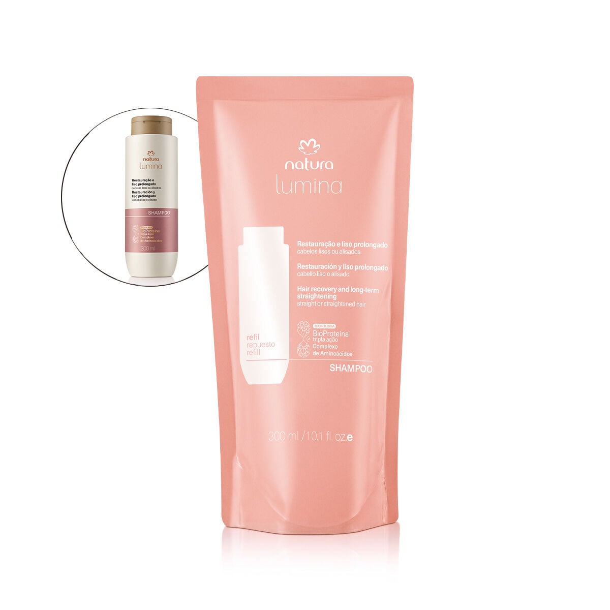 Refil Shampoo Lumina Restaurador para Restauracao e Liso Prolongado 300 Ml