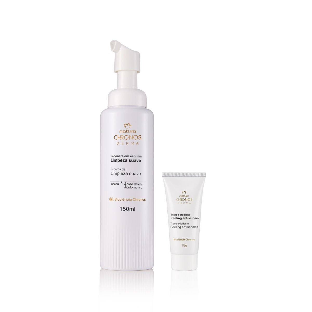 Kit Espuma de Limpeza e Triplo Esfoliante Peeling Antissinais Chronos Derma