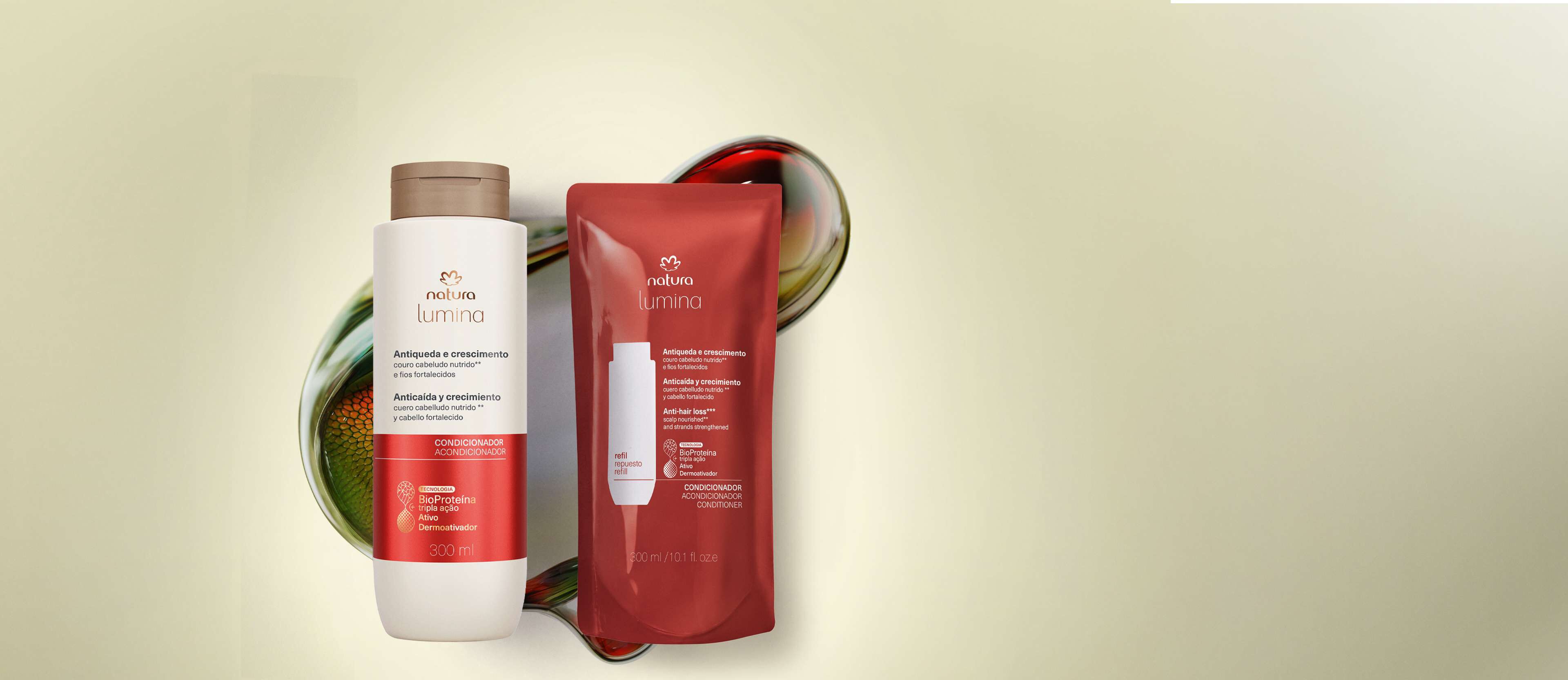 Kit Condicionador Fortificante Lumina Antiqueda e Crescimento com Refil (2 produtos)