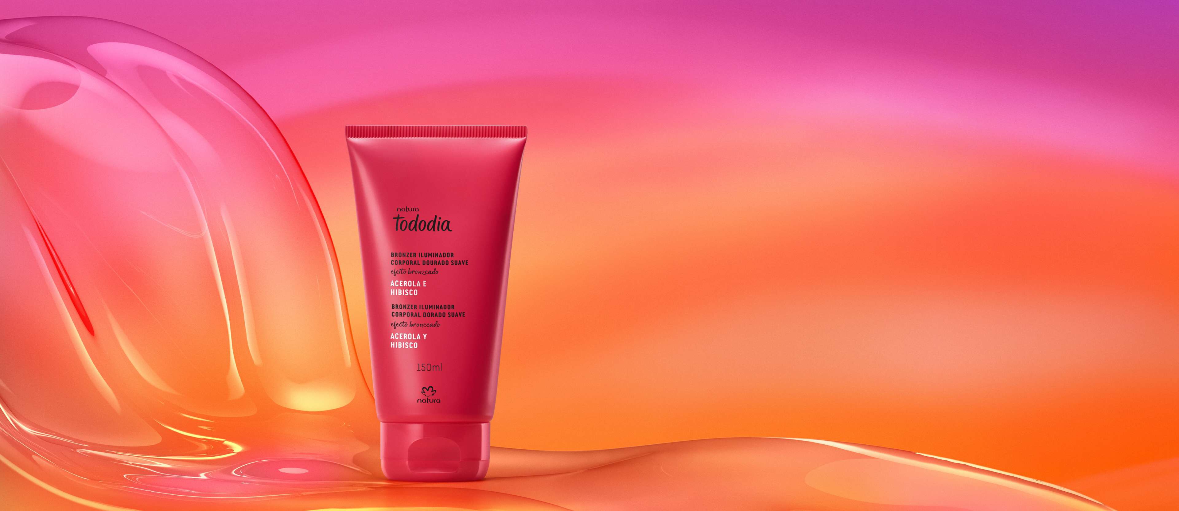 Bronzer Iluminador Corporal Dourado Suave Tododia Acerola e Hibisco