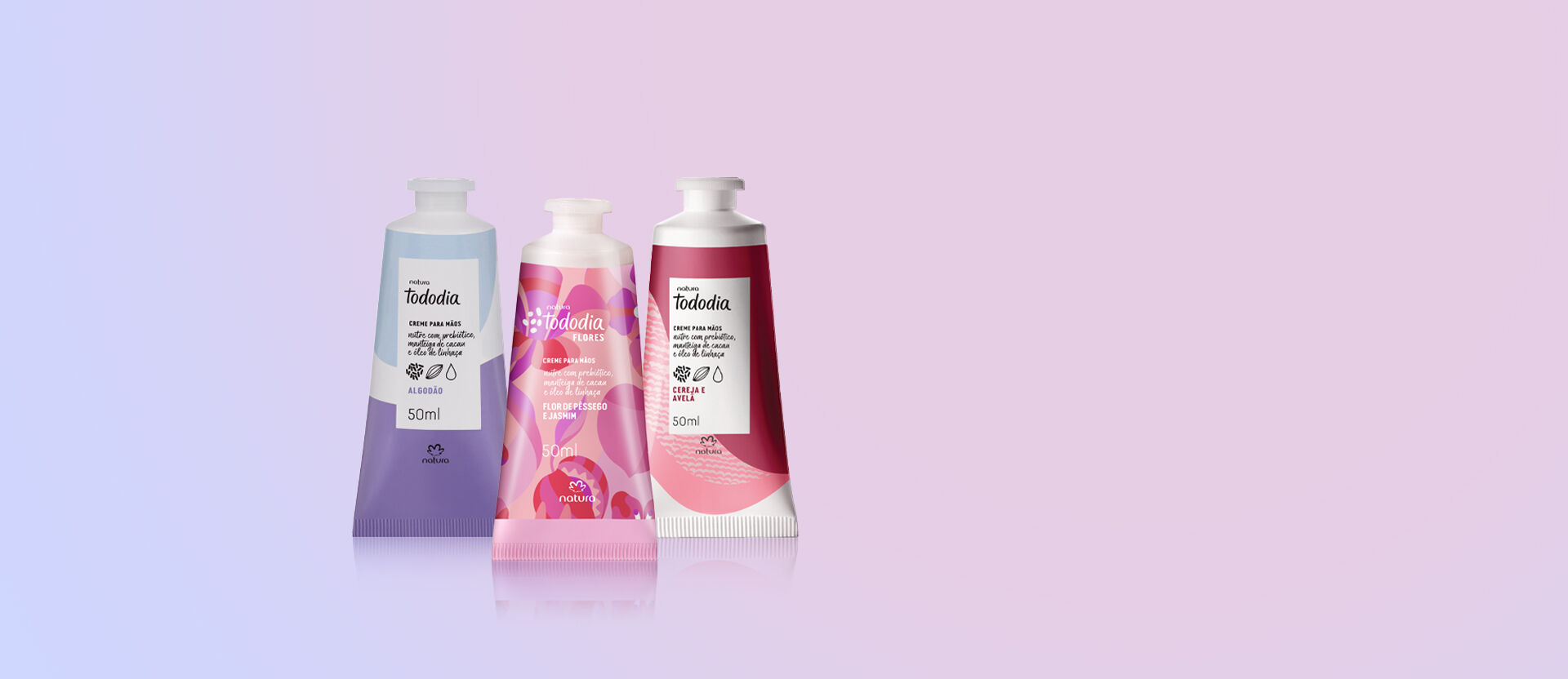 Kit Creme para as Mãos Tododia Flor de Pêssego e Jasmim + Algodão + Cereja e Avelã (3 produtos)