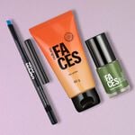 Kit Gel Glitter, Delineador Azul e Esmalte Verde Paramaribo Natura Faces
