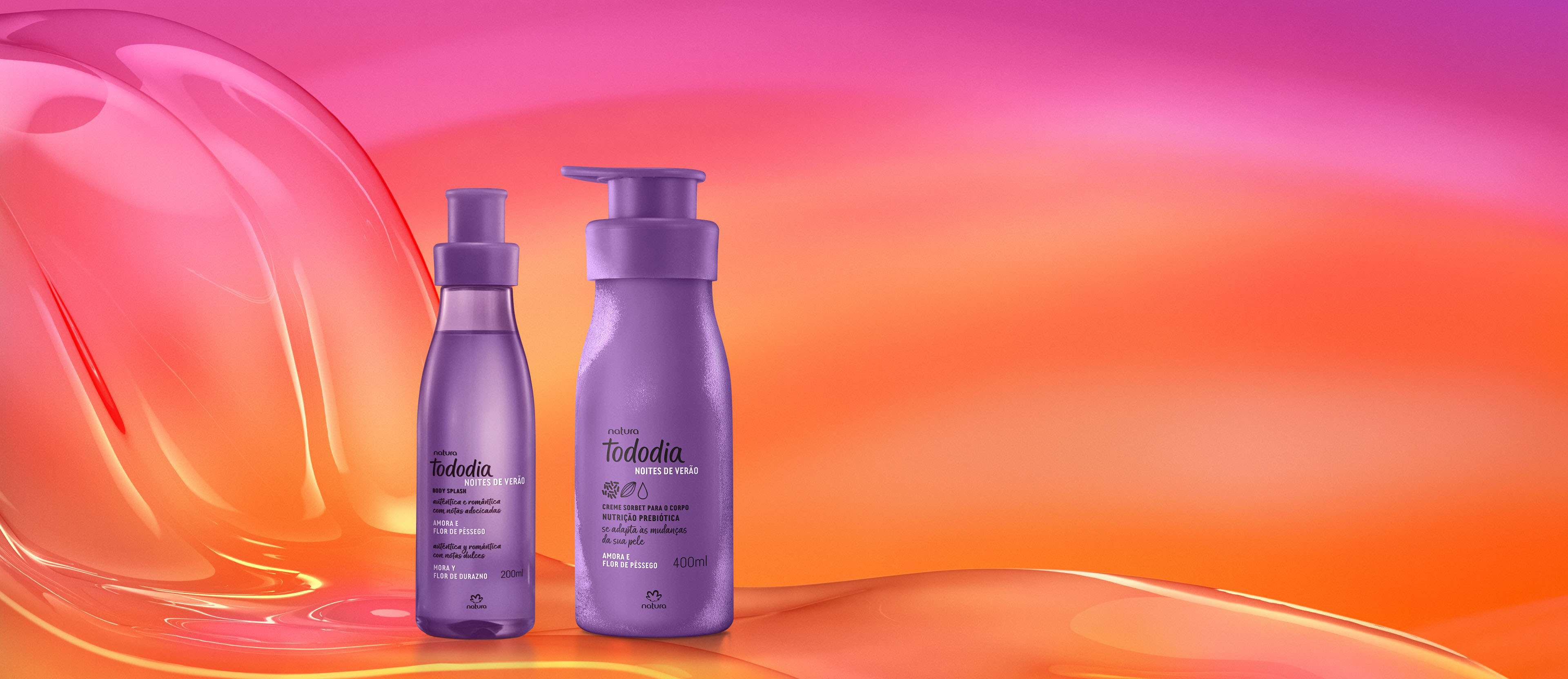 Kit Creme Sorbet Desodorante Nutritivo para o Corpo e Body Splash Tododia Amora e Flor de Pêssego