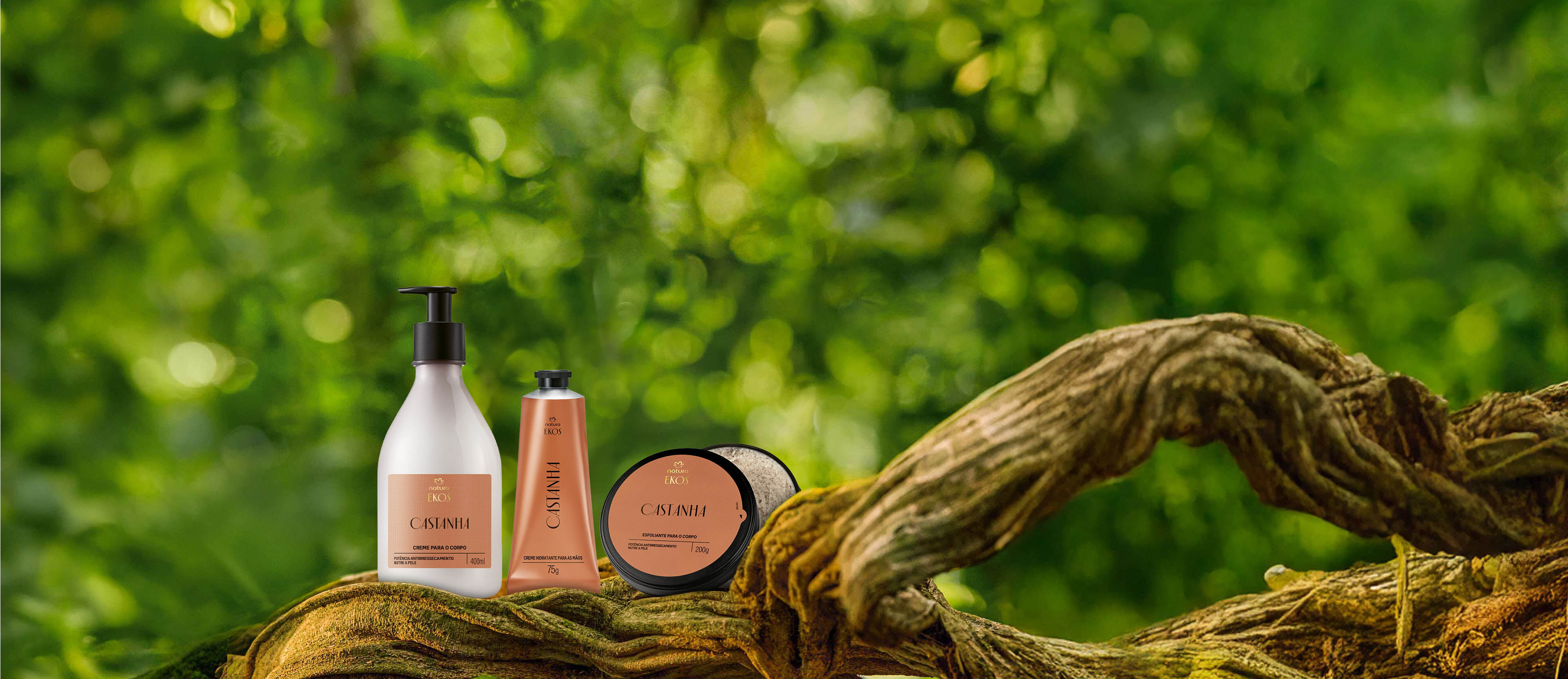 Kit Ekos Castanha Creme para o Corpo e Mãos e Esfoliante