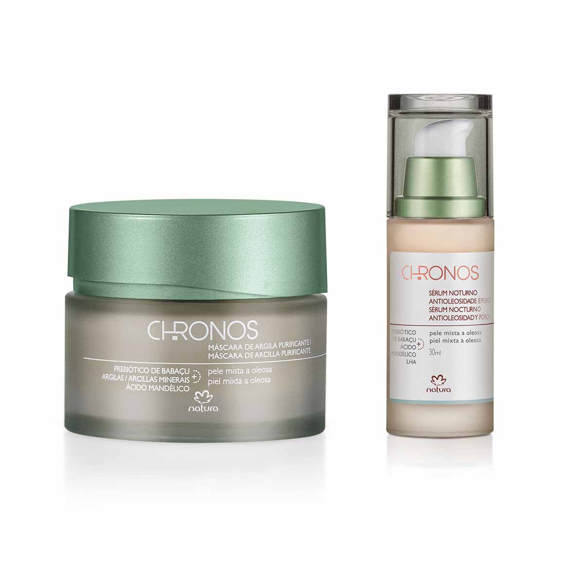 Kit Chronos Máscara de Argila e Sérum Antioleosidade e Poros (2 produtos)