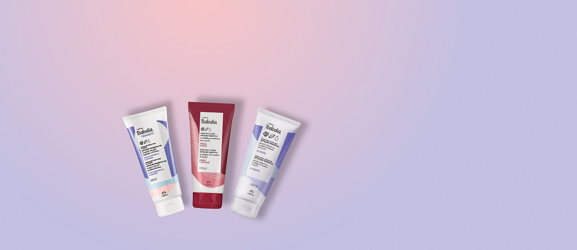 Kit Tododia Hidratantes Corpo Cereja, Algodão e Camomila (3 produtos)