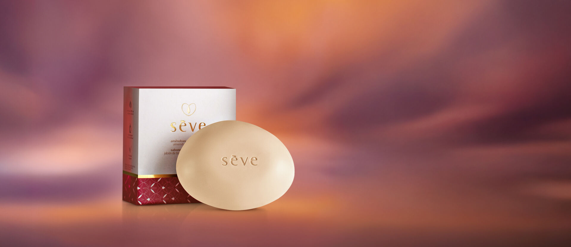 Sabonete em Barra Puro Vegetal Sève Amêndoas e Cereja