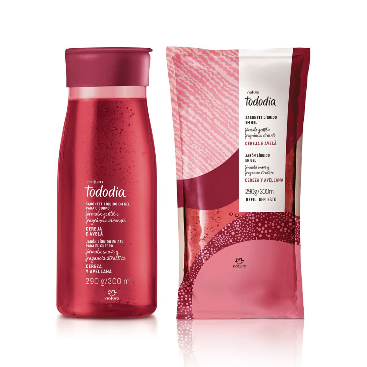 Kit Sabonete Líquido em Gel Tododia Cereja e Avelã com Refil Kit Sabonete Líquido em Gel Tododia Cereja e Avelã com Refil