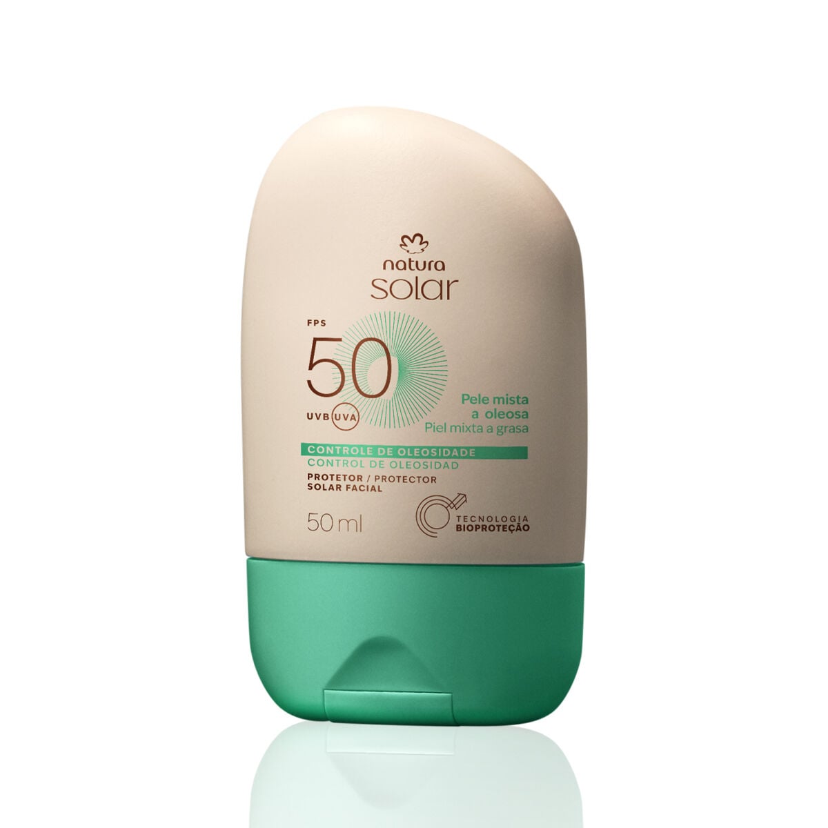 Protetor Solar Facial Pele Mista a Oleosa FPS 50 Natura Solar 50 ml