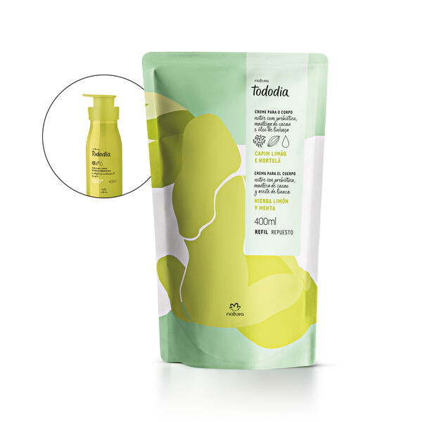 Refil Creme Desodorante Nutritivo Para o Corpo Tododia Capim Limão e Hortelã