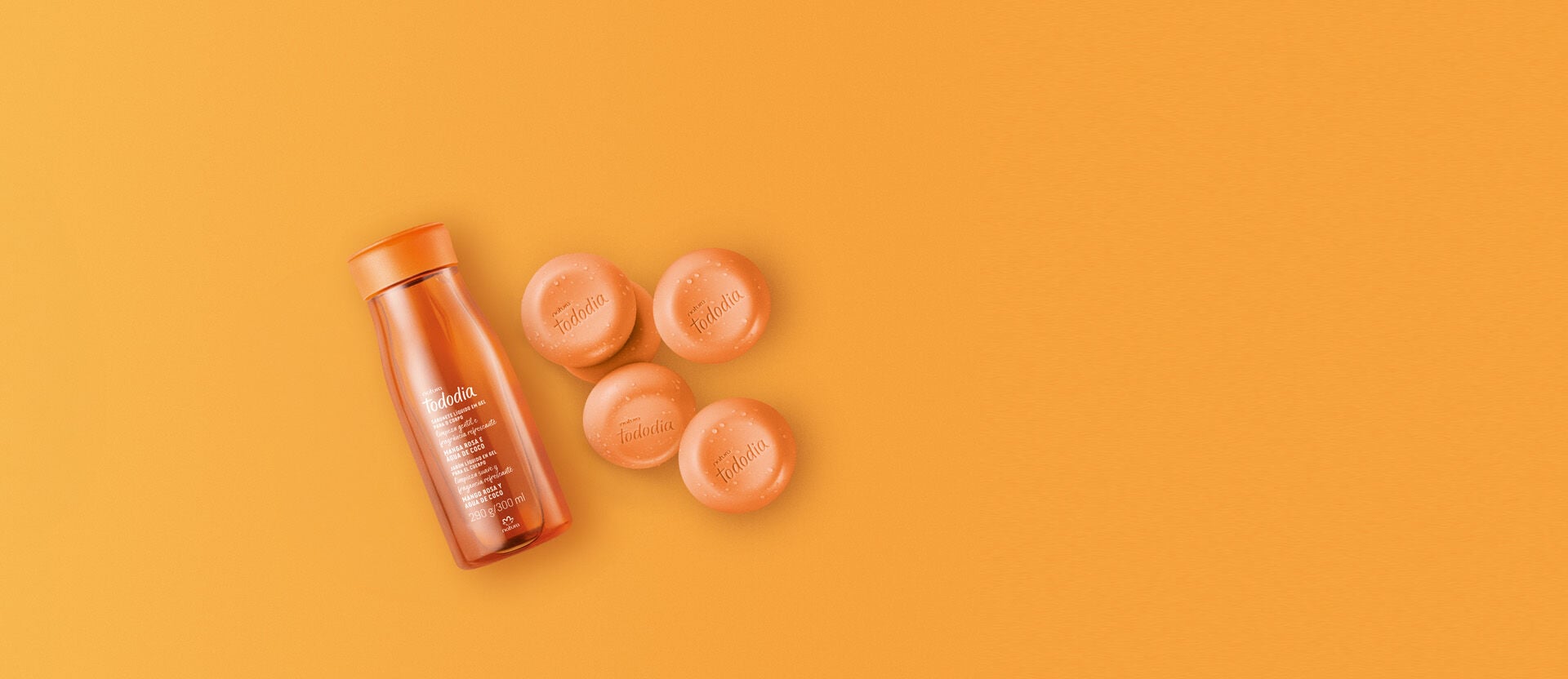 Kit Tododia Manga Rosa e Água de Coco Sabonetes em Barra + Sabonete Líquido em Gel (6 produtos)