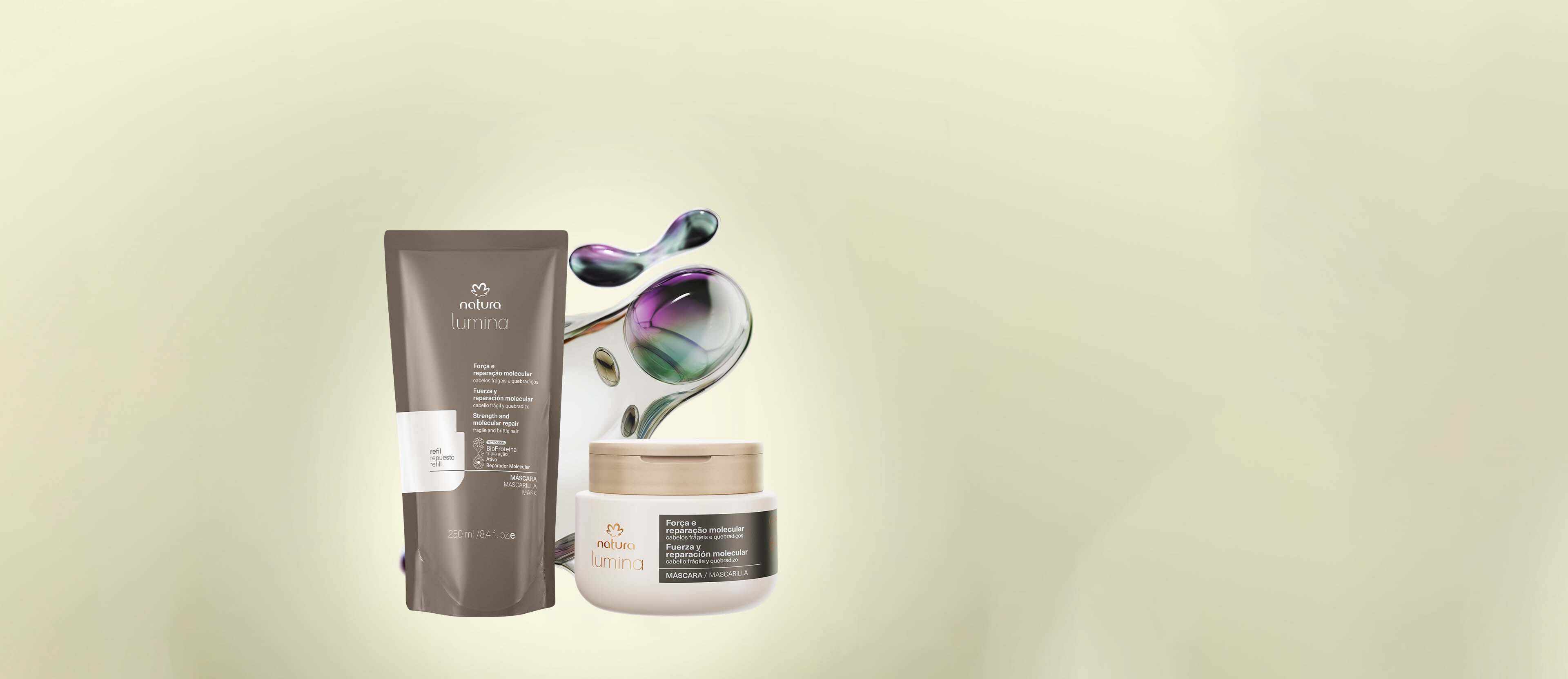 Kit Máscara com Refil Lumina Força e Reparação Molecular