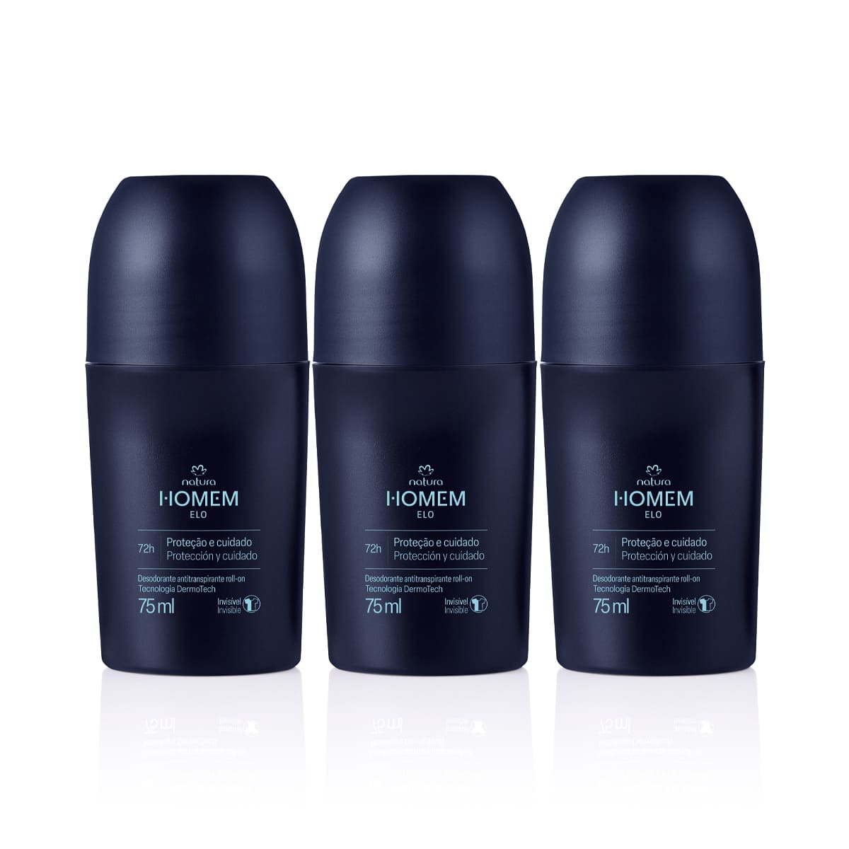 Kit Desodorante Antitranspirante Roll-On Natura Homem Elo 3 un de 75 ml