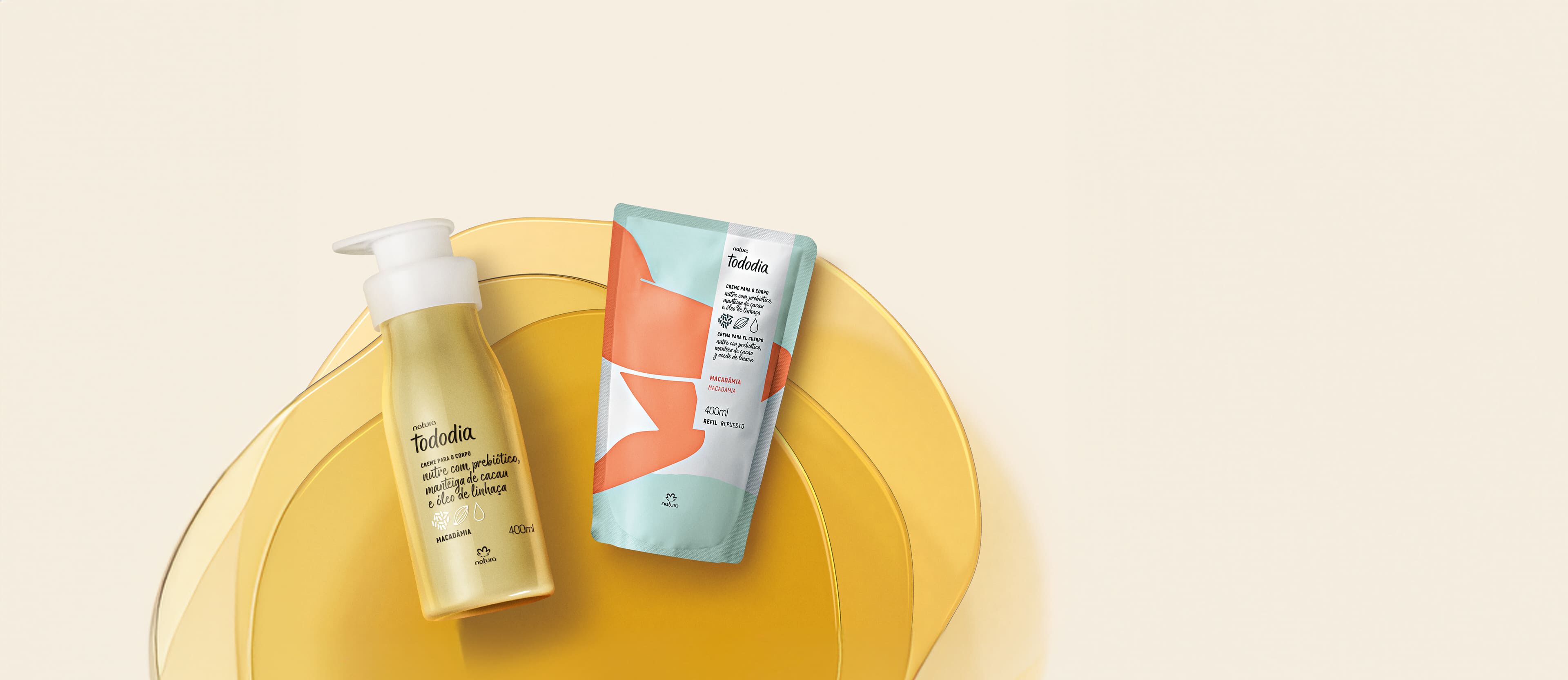 Kit Creme Desodorante Nutritivo Corporal Tododia Macadâmia com Refil