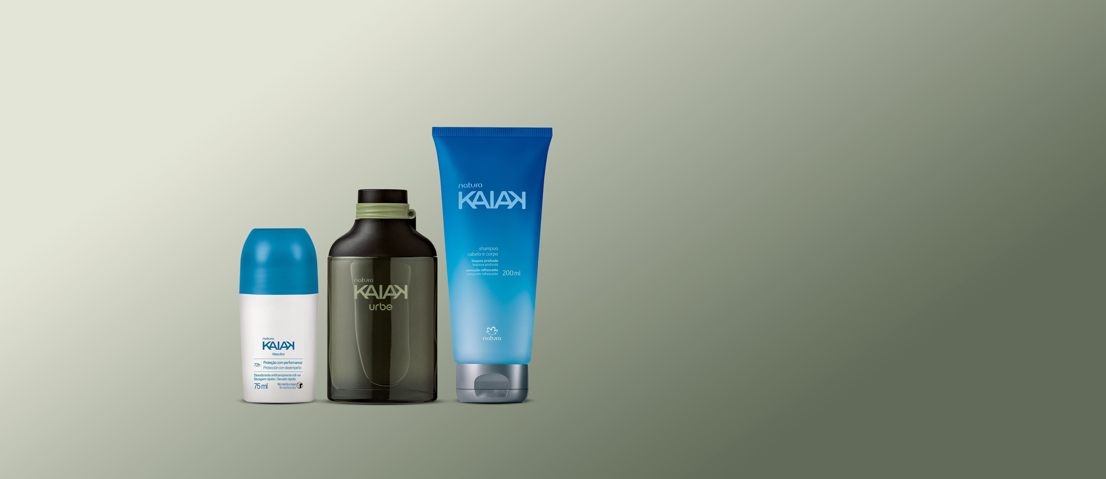 Kit Kaiak Urbe Masculino, Desodorante Roll-on e Shampoo (3 produtos)