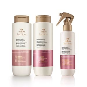 Kit Shampoo, Condicionador e Spray Lumina para Restauração e Liso Prolongado (3 produtos)
  
