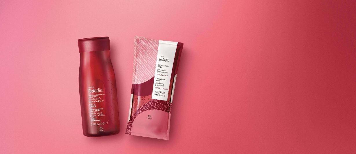 Kit Sabonete Líquido em Gel Tododia Cereja e Avelã com Refil