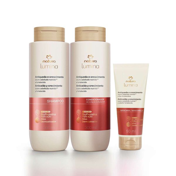 Kit Shampoo, Condicionador e Máscara Lumina Antiqueda e Crescimento