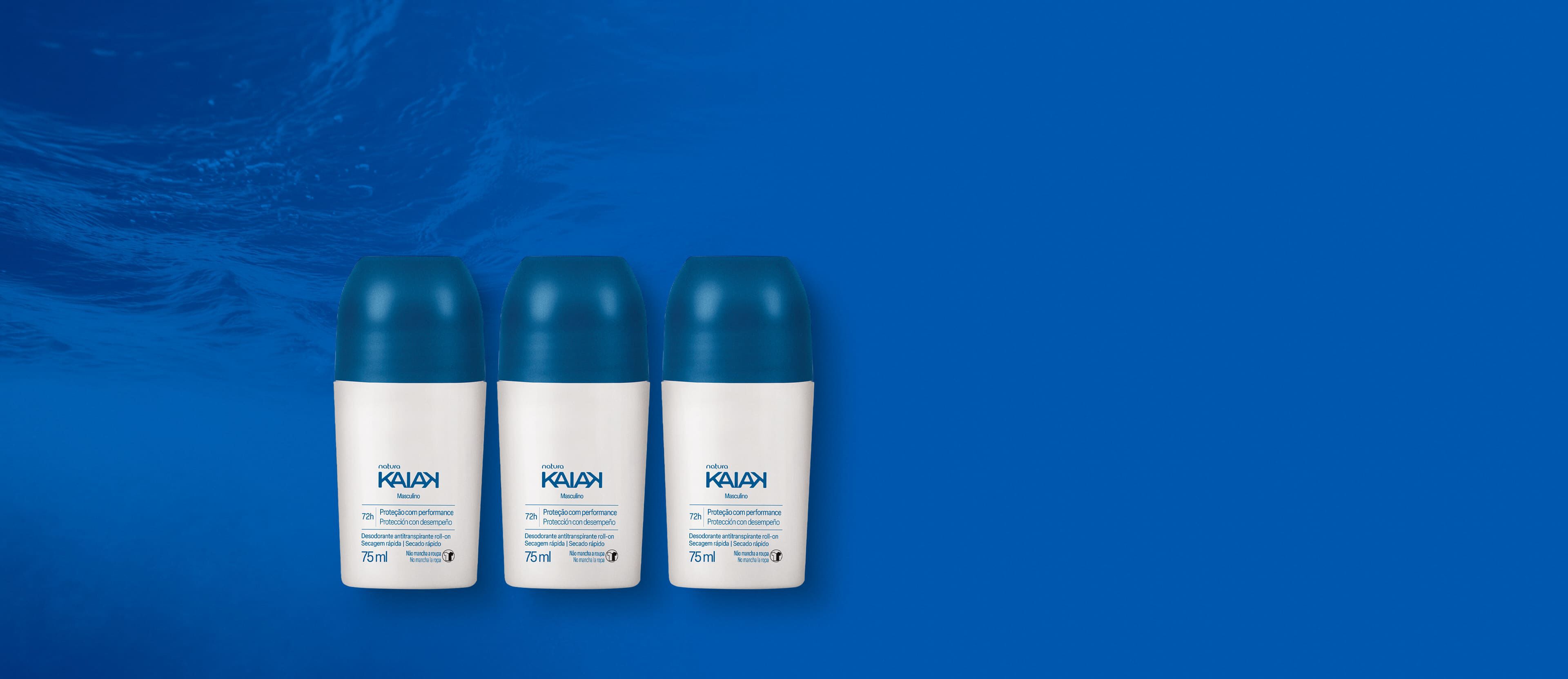 Kit Desodorante Antitranspirante Roll-on Kaiak Masculino (3 unidades)