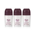 Kit Desodorante Antitranspirante Roll-on Kaiak Aventura Feminino (3 unidades)