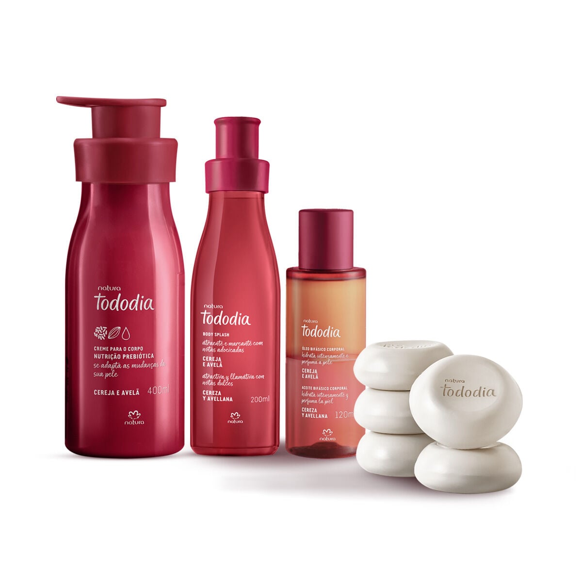 Kit Hidratação e Perfumação Natura Tododia Cereja e Avelã (4 produtos)