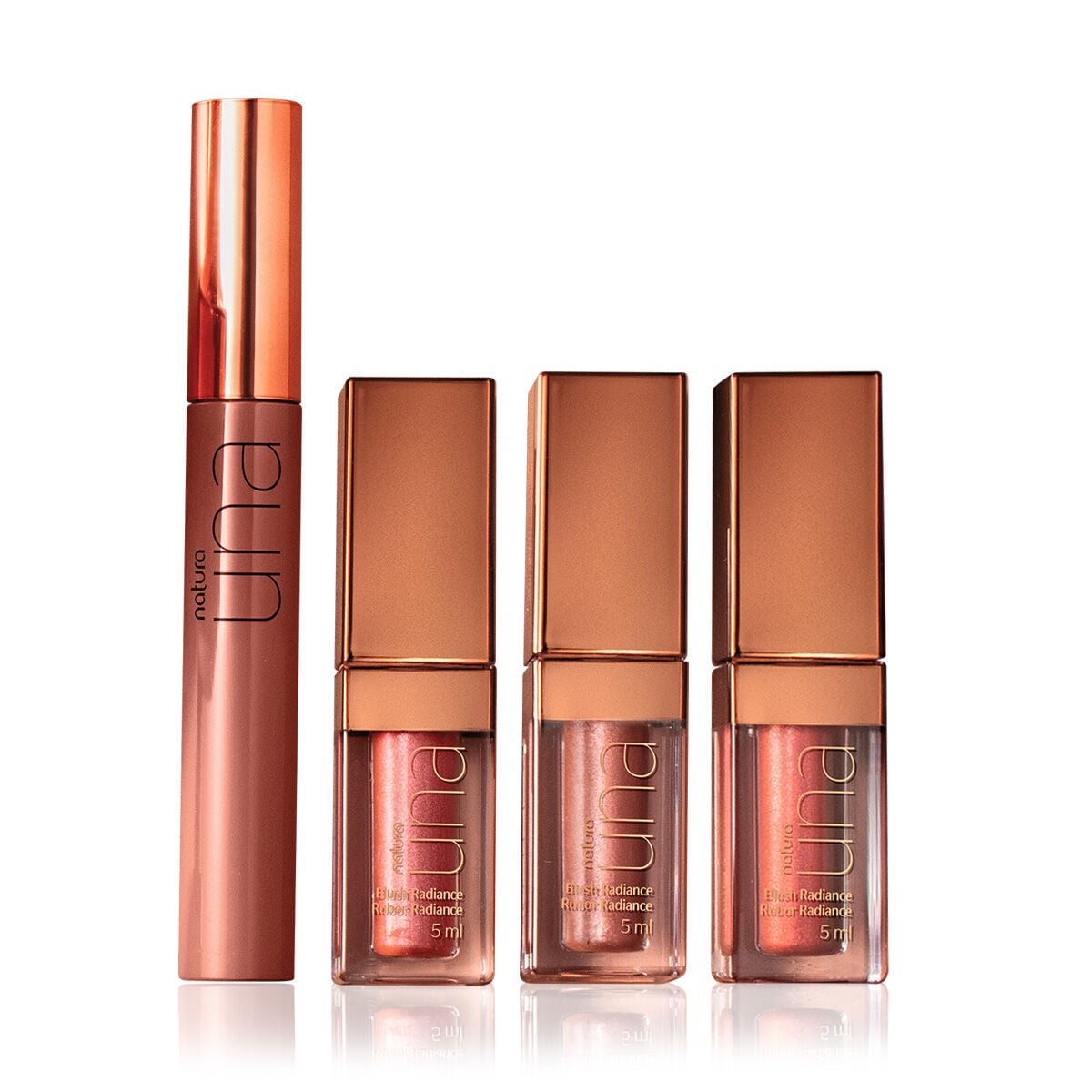 Kit Natura Una Nude Máscara de Cilios e Blush Liquido (4 Produtos)