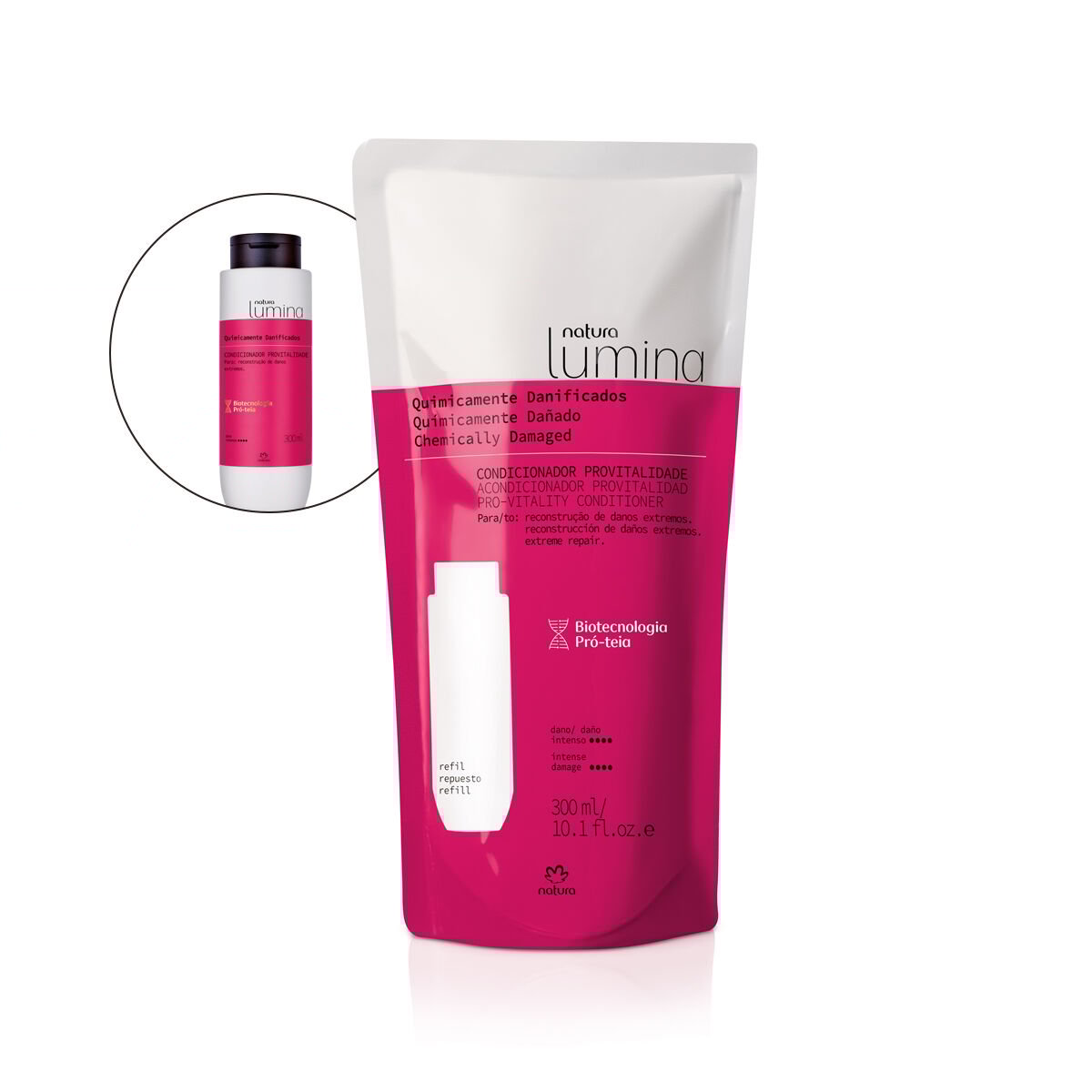 Refil Condicionador Provitalidade para Cabelos Quimicamente Danificados Lumina 300 ml