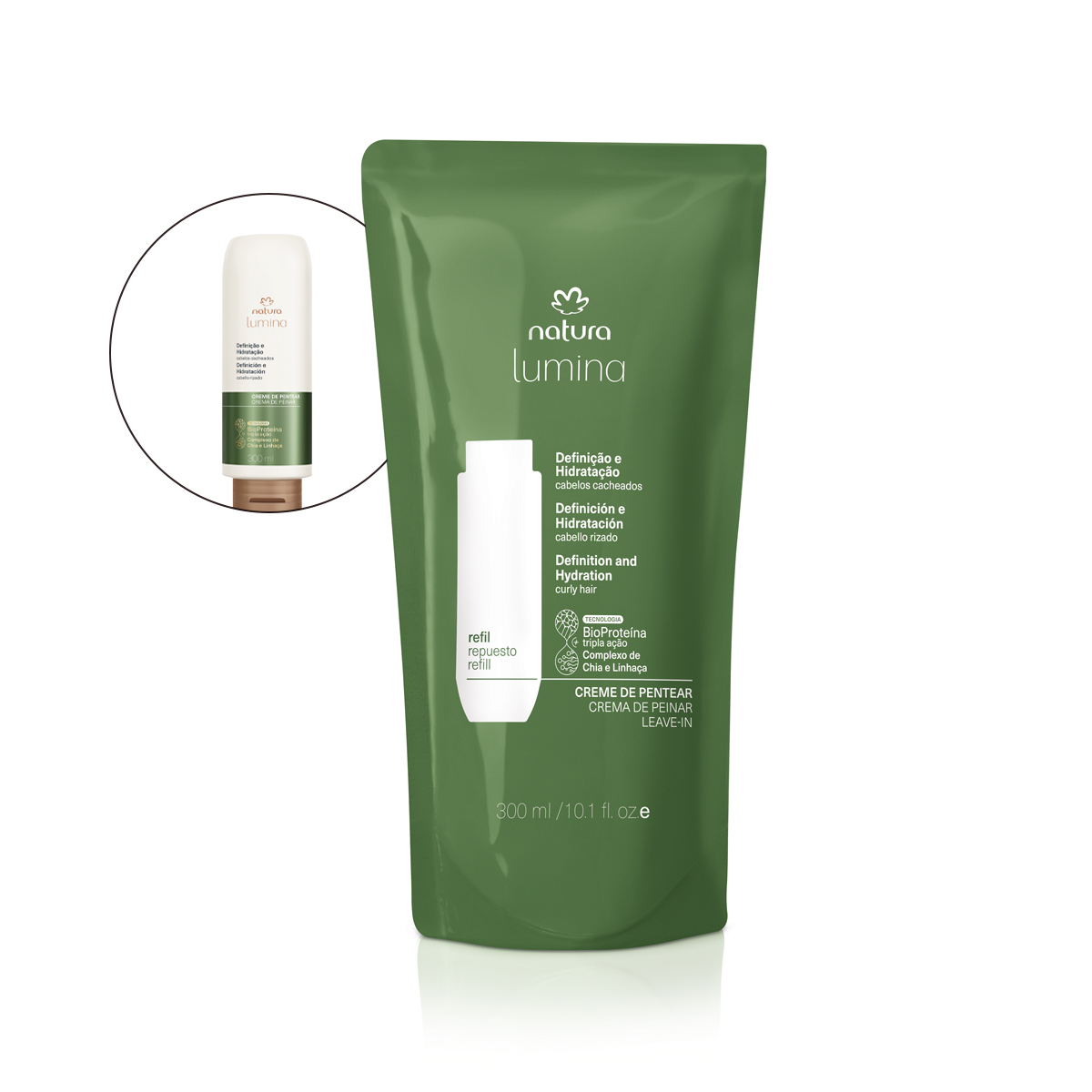 Refil Creme de Pentear de Definição para Cabelos Cacheados Lumina 300 ml