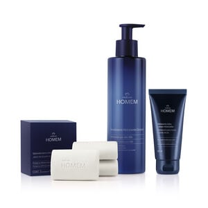Kit Desodorante Corporal, Hidratante para Manos y Áreas Resecas y Jabón en Barra para Cuerpo y Barba Natura Homem (3 unidades)