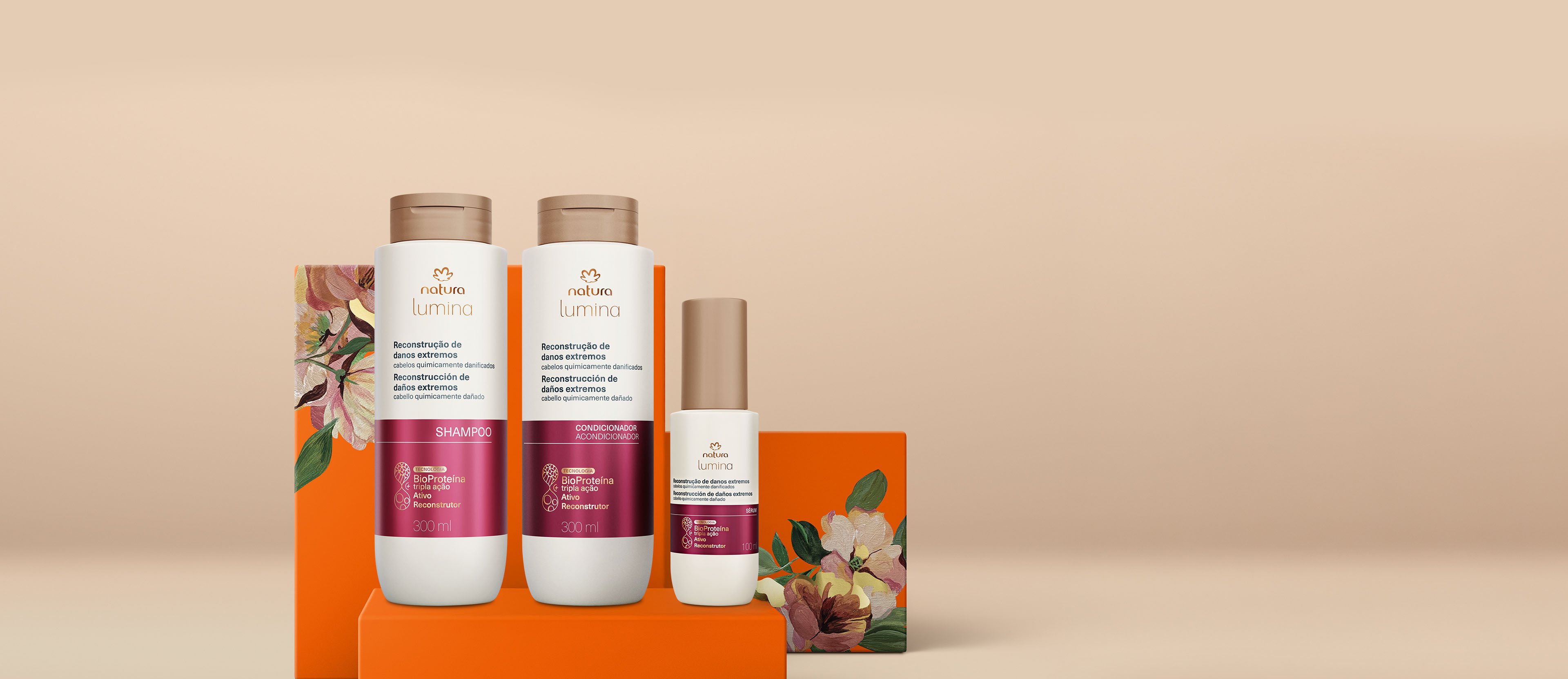 regalo madres Lumina Reconstrucción (1 shampoo + 1 acondicionador + 1 sérum)