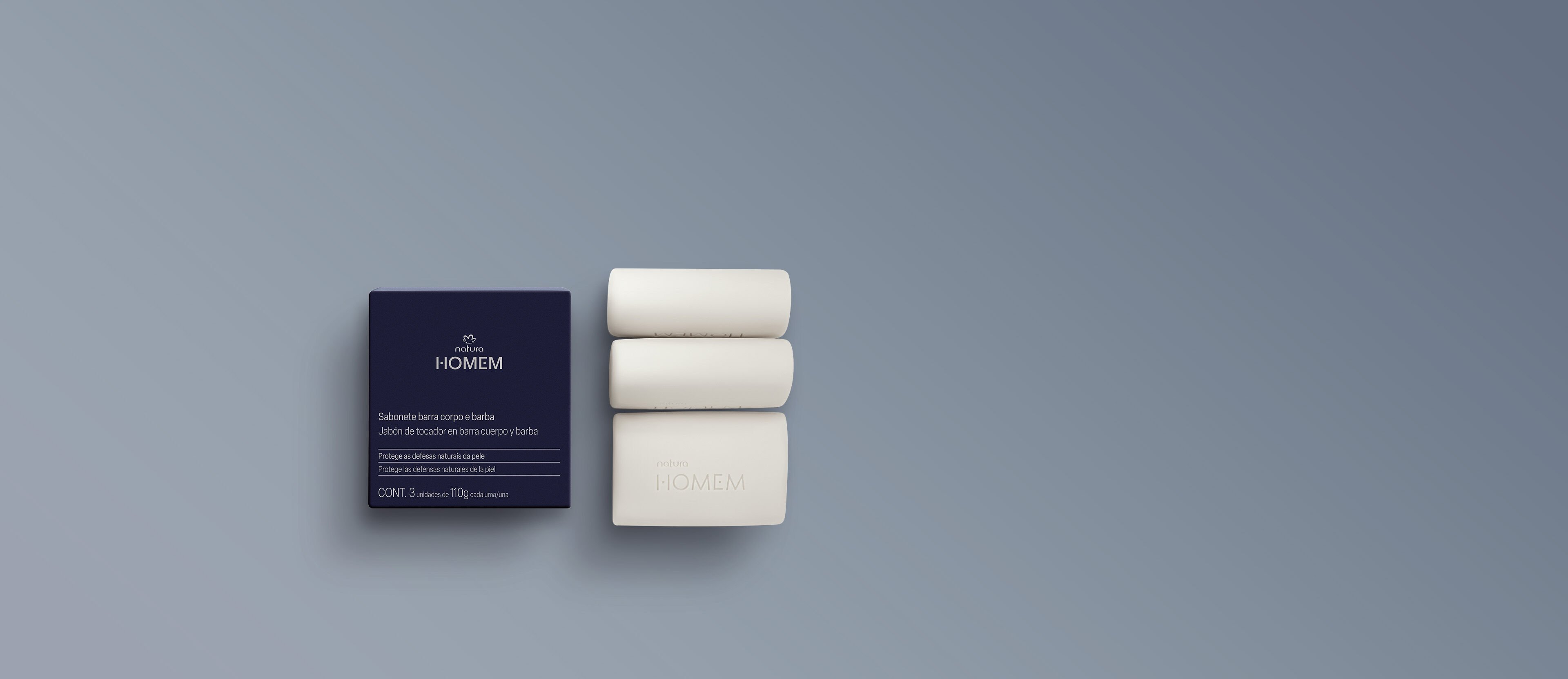 Jabón de tocador en barra cuerpo y barba Homem