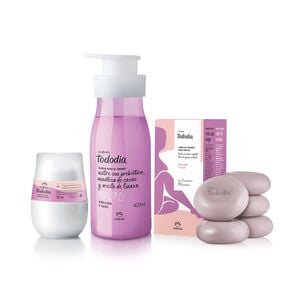 Kit Crema Corporal, Jabón en Barra y Desodorante Roll-on Tododia Avellana y Casis