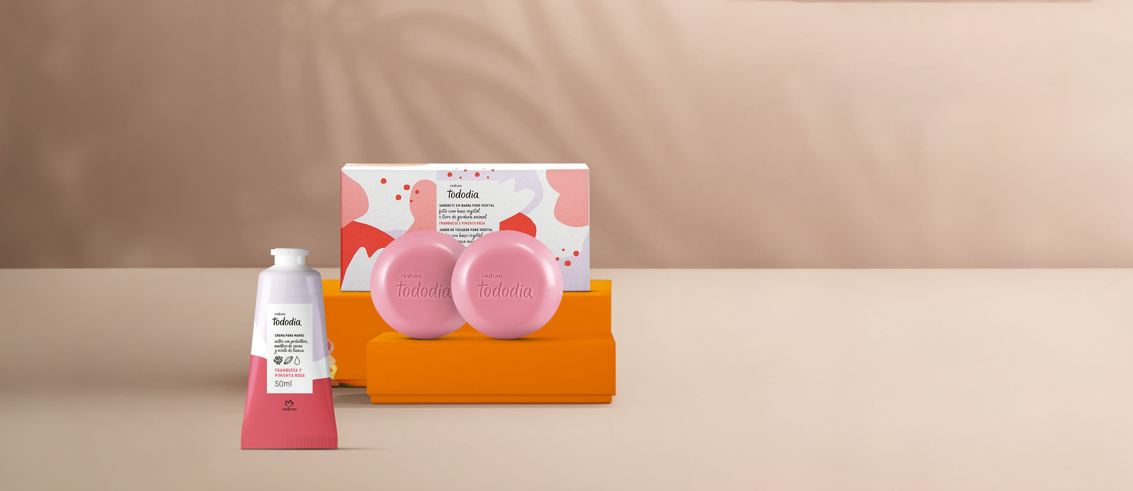 Regalo Madres Frambuesa y Pimienta Rosa (1 crema manos + 1 caja jabones barra + bolsa)