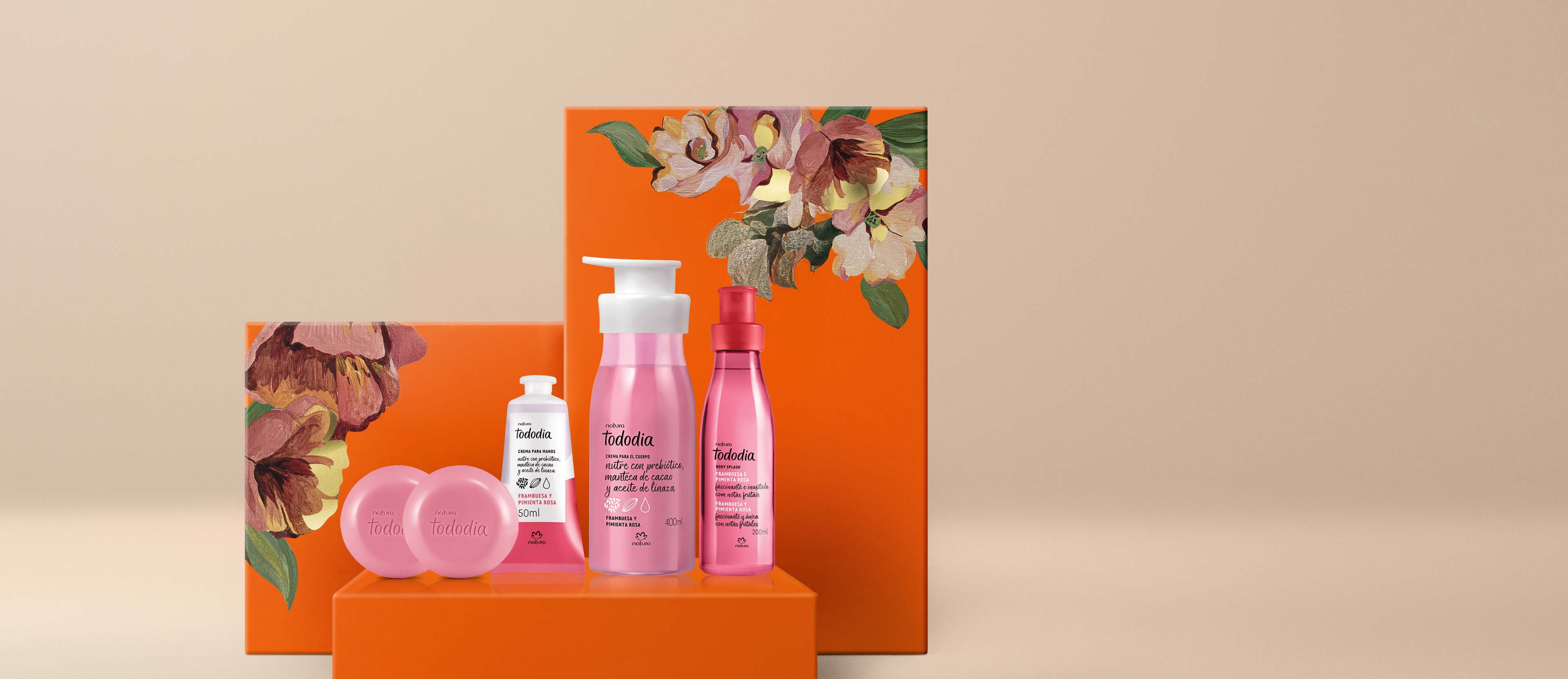 Regalo Madres Frambuesa y Pimienta Rosa (1 crema corporal + 1 crema de manos + 1 body splash + 2 jabones)