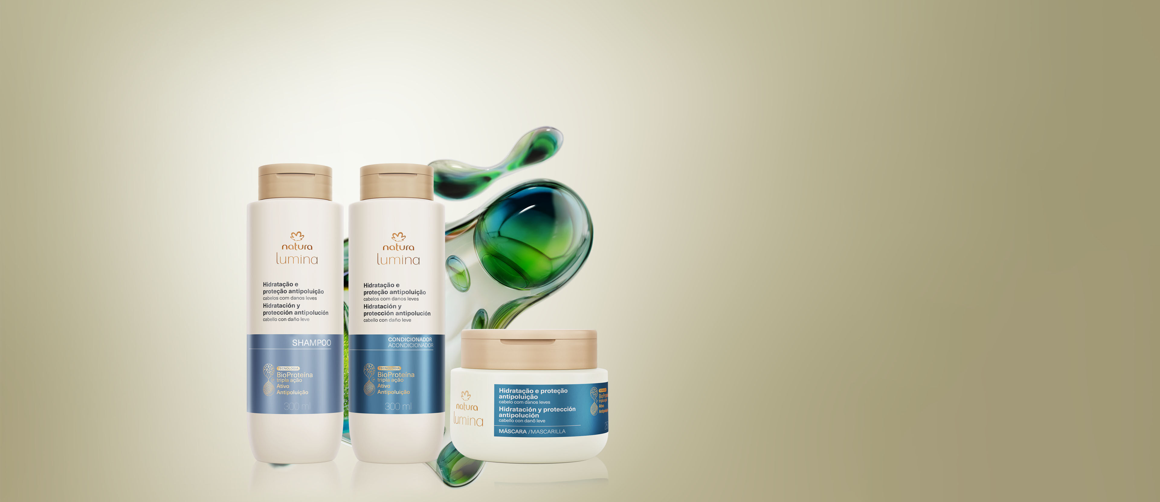 Kit Shampoo, Acondicionador y Mascarilla Hidratación y Protección Antipolución Lumina