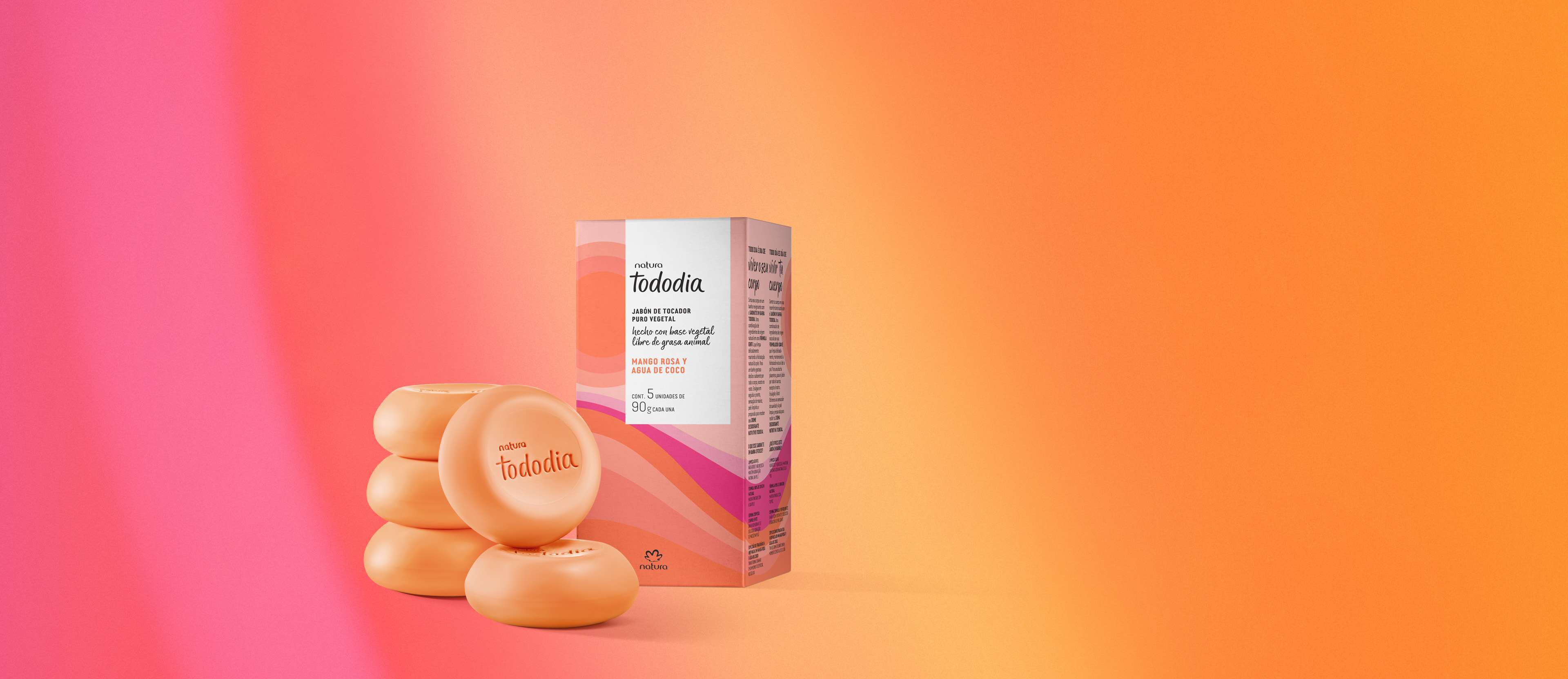 Jabones en Barra Puro Vegetal Tododia Mango Rosa y Agua de Coco