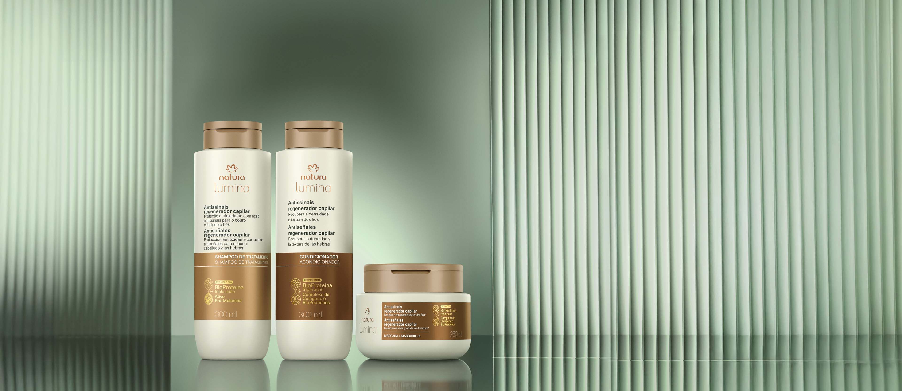 Kit Shampoo, Acondicionador y Máscara Lumina Antiseñales Regenerador