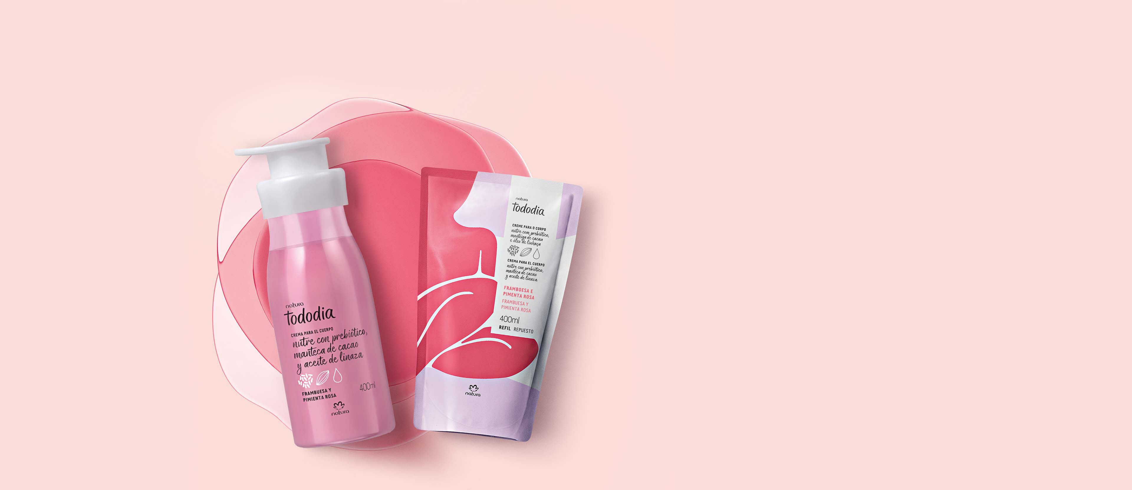 Kit Hidratante Corporal con Repuesto Tododia Frambuesa y Pimienta Rosa