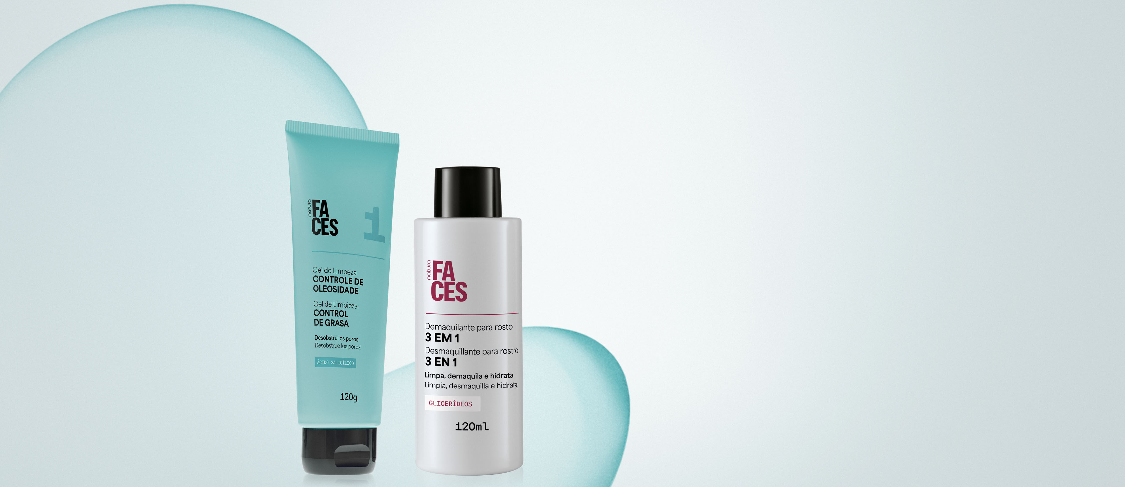 Kit Gel de limpieza y Desmaquillante 3 en 1 Faces (2 productos)